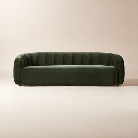 Fitz 98" Channeled Green Velvet Sofa | CB2 Green Velvet Loveseat, Teal Velvet Sofa, Contemporary Couches, Grey Velvet Sofa, Blue Velvet Sofa, Velvet Loveseat, Black Leather Sofas, Green Velvet Sofa, Green Sofa