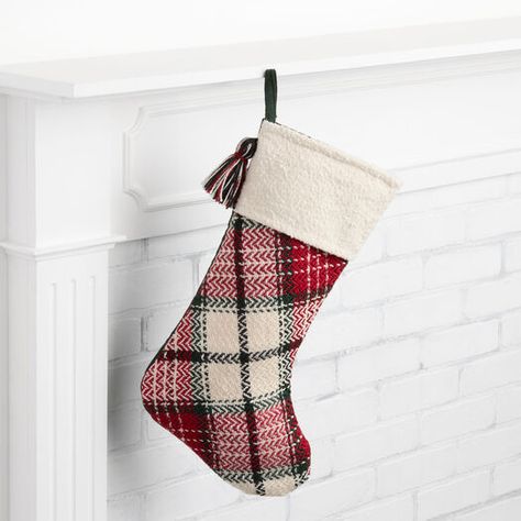 Red and Green Plaid Woven Christmas Stocking by World Market Plaid Stockings Christmas, Farmhouse Christmas Stockings, Plaid Stockings, Plaid Christmas Stockings, Red Christmas Stockings, Vintage Christmas Stockings, Tartan Christmas, Christmas Mantle, Nordic Christmas