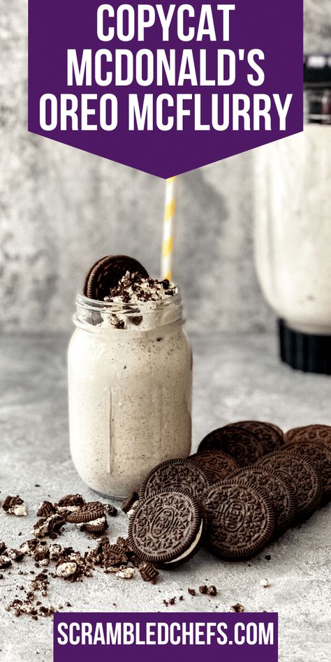 Make your own homemade copycat McDonald's OREO McFlurry at home! A delicious easy cookies and cream ice cream dessert! This is a great copycat ice cream dessert you can make in minutes! Oreo Mc Flurry Recipe, Diy Oreo Mcflurry, How To Make A Oreo Mcflurry At Home, Oreo Mcflurry Recipe, Mcflurry Recipe, Oreo Mcflurry, Mcdonalds Mcflurry, Easy Delicious Cookies, Mcdonalds Recipes