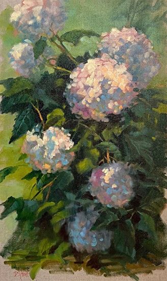 Hydrangea Pastel Art, Flower Painting Impressionist, Flower Drawing Oil Painting, Pastel Painting Flowers, Oil Painting Expressionism, Pastel Still Life Paintings, Flower Painting Oil Paint, Painting Of Hydrangeas, Impressionist Flower Paintings