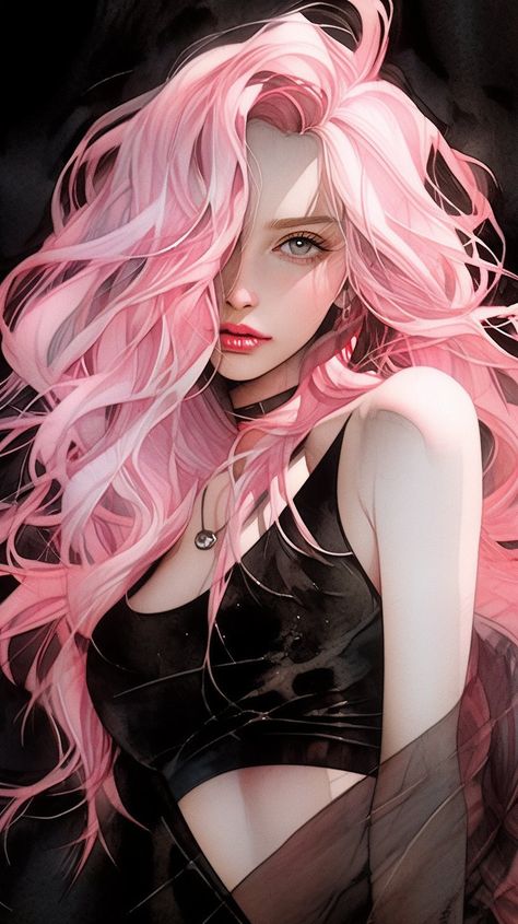 Pink Hair Fairy Art, Character Art Purple Hair, Pink Hair Character Art, Pink Hair Girl Art, Pink Hair Character Design, Pink Hair Oc, Pink Hair Character, Shelly Windbreaker, Brown To Pink Ombre