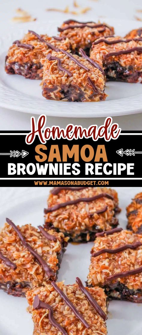 Brownie Recipes Flavors, Easy Desserts For Lunch, Brownie Ideas Desserts, Different Flavor Brownies, Neopolitan Coconut Bars, Samoa Brownies Recipe, Magic Coconut Bars, Samoa Recipes Desserts, Recipes With Toasted Coconut