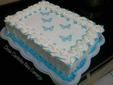 Butterfly Sheet Cake Ideas, Butterfly Sheet Cake, Blue Sheet Cake, Square Birthday Cake, Pastel Rectangular, Half Sheet Cake, Pie Decoration, Blue Birthday Cakes, Barbie Birthday Cake