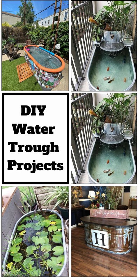 Having an old water trough, don’t rush to throw them away. Instead of laying it in vain somewhere around your home, there are some useful ways to recycle useful things. And today, we’ve rounded up the 20 Astound DIY Water Trough Projects that will inspire you. They are super practical DIY stock tank ideas not only you trying but also your neighbors will love to copy your designs. Water Trough Koi Pond, Diy Water Trough Fountain, Water Trough Water Feature, Stock Tank Fish Pond Ideas, Water Trough Pond Ideas, Water Trough Pond, Stock Tank Ideas, Water Trough Ponds, Water Trough Ideas