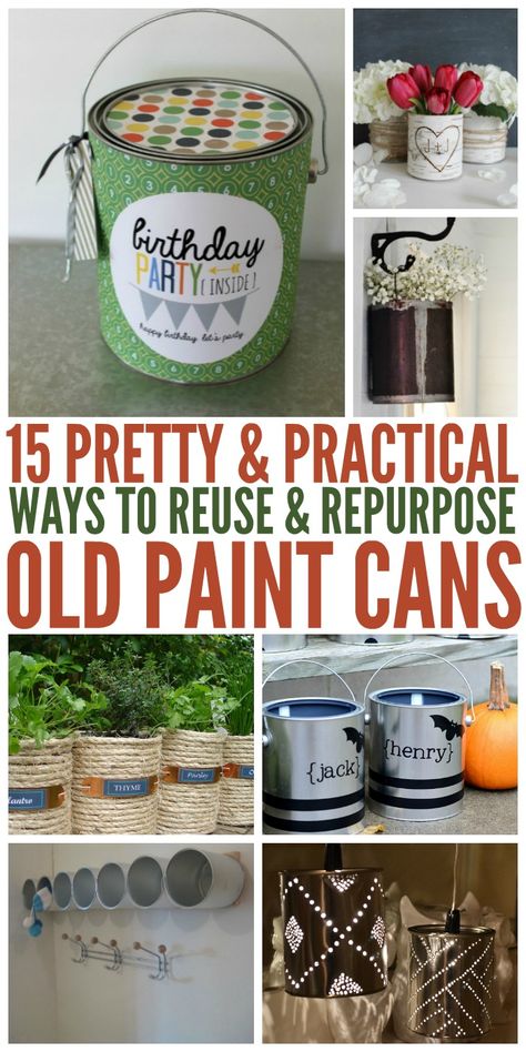 We've found 15 pretty useful ways to reuse paint cans for organizing and beautifying your home. Bucket Crafts, Bucket Ideas, Recycling Information, Recycle Cans, Crazy House, Upcycle Repurpose, Beautiful Decorations, Paint Buckets, Tin Can Crafts