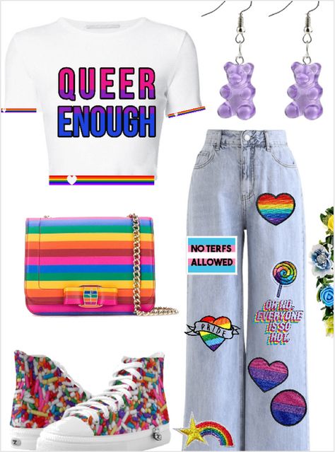 pride Outfit | ShopLook Women Pride Outfits, Pride Diy Outfits, Pride Festival Outfit Ideas, Pride Outfit Ideas Women, Pride Festival Outfit, 2023 Festival Outfits, Pride Parade Ideas, Pride Fits, Gay Clothes