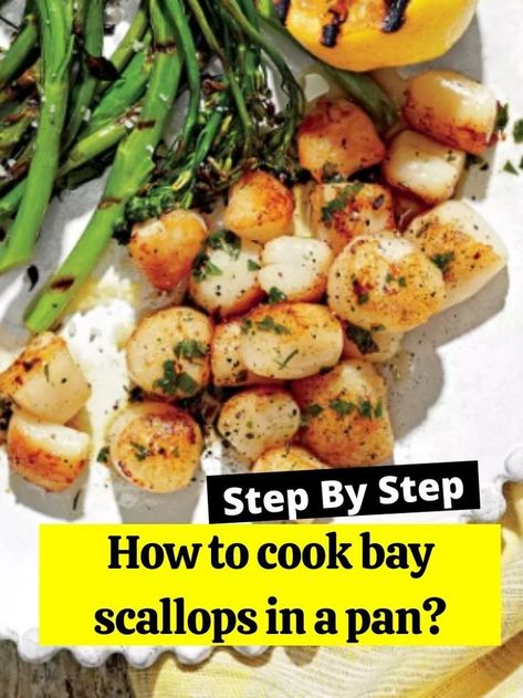 How to cook bay scallops in a pan? Bay Scallop Recipes, Bay Scallops, How To Cook Scallops, Easy Seafood, Scallop Recipes, Seafood Dishes, How To Cook, Seafood Recipes, Baked Potato