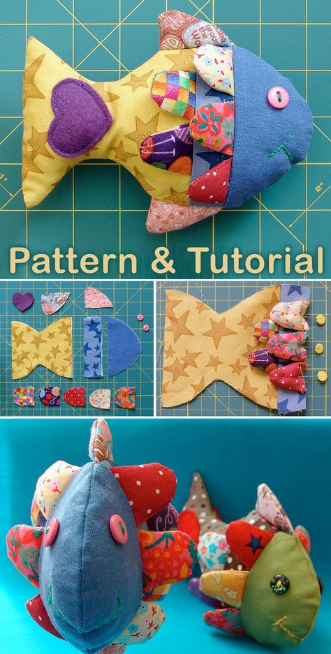 Fabric Toys Diy, Perlengkapan Bayi Diy, Sewing Soft Toys, Toy Fish, Fish Pillow, Fish Template, Fabric Fish, Fabric Christmas Ornaments Diy, Animal Sewing Patterns