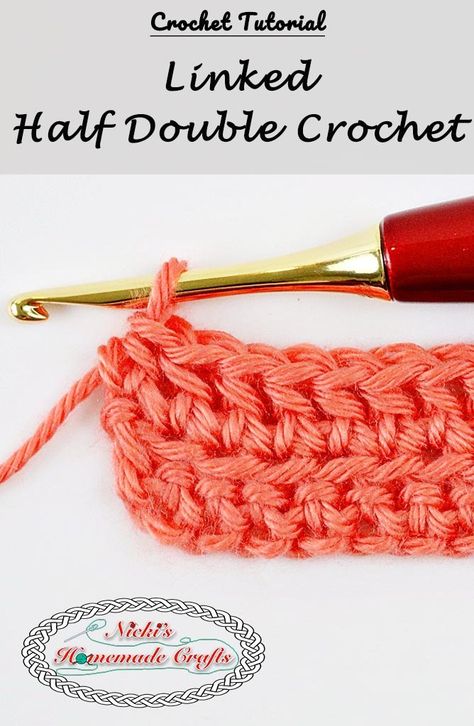 Linked Half Double Crochet - Crochet Tutorial - Photo and Video - Nicki's Homemade Crafts #linked #halfdoublecrochet #crochet #crochettutorial #learn #howto #diy #easy #best #secret Crochet Smock Stitch, Crochet Pouches, Crochet Stitches Ideas, Stitches Design, Crochet Classes, Half Double Crochet Stitch, Easy Crochet Projects, Crochet Tips, Double Crochet Stitch