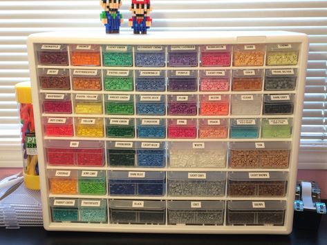 Beads Organizer Ideas, Peeler Bead Storage, Bead Collection Storage, Diy Bead Storage Ideas Organizations, Beads Storage Ideas, Bead Organization Ideas, Perler Bead Storage, Beads Organization, Bead Storage Ideas