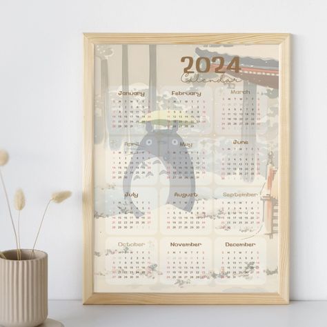 Totoro Calendar, Studio Ghibli Calendar, 2024 Calendar, A4 & PDF, Totoro Print, Totoro 2024 Calendar, Dorm Decor, Digital Prints Totoro Calendar, Studio Ghibli Calendar, Totoro Print, Bohemian Mid Century Modern, Mid Century Modern Minimalist, 2024 Calendar, Calendar 2024, Dorm Decor, Lovely Print