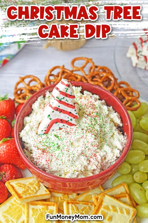 Christmas Tree Cake Dip Little Debbie, Zebra Cake Dip, Little Debbie Christmas Tree Cake Dip, Snack Cake Dip, Christmas Tree Cake Dip, Tree Cake Dip, Christmas Tree Dip, Cake Dip Recipe, Little Debbie Christmas Tree Cakes