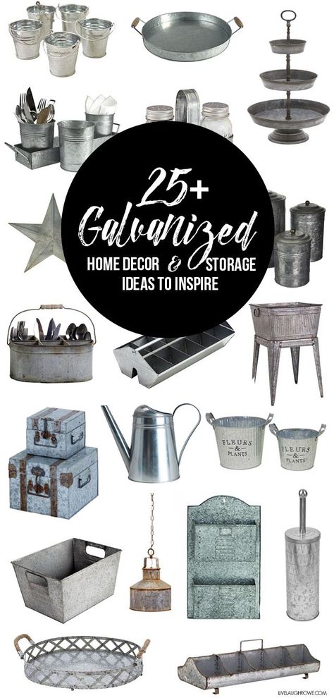 25+ Galvanized Home Decor and Storage Ideas to inspire you! livelaughrowe.com Galvanized Decor, Farmhouse Side Table, Cute Dorm Rooms, Shabby Chic Vintage, Country House Decor, Décor Diy, Country Home Decor, Boho Home, Cool Rooms