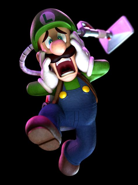 Frightened Luigi from Luigi's Mansion: Dark Moon Luigi's Haunted Mansion, Luigi Art, Luigi's Mansion Dark Moon, Luigis Mansion, Luigi Mansion, Luigi's Mansion 3, Super Mario And Luigi, Luigi's Mansion, Super Mario World