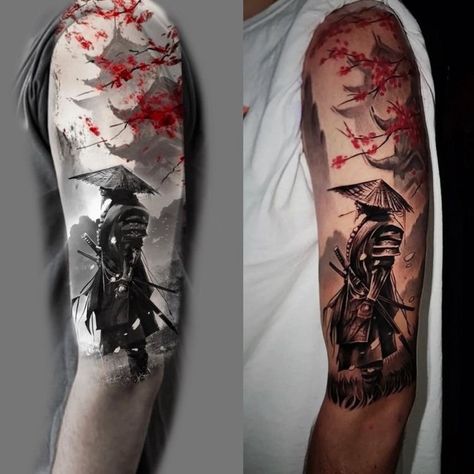 Chinese Tattoo Men, Ghost Of Tsushima Tattoo, Ronin Tattoo, Ninja Tattoo, Christus Tattoo, Japanese Warrior Tattoo, Samurai Tattoo Sleeve, Japanese Leg Tattoo, Samurai Warrior Tattoo