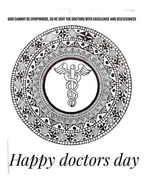 Doctor Mandala Art, Happy Doctors Day, Easy Mandala, Easy Mandala Drawing, Doctors Day, Mandala Art Therapy, Simple Mandala, Mandala Design Art, Art Base