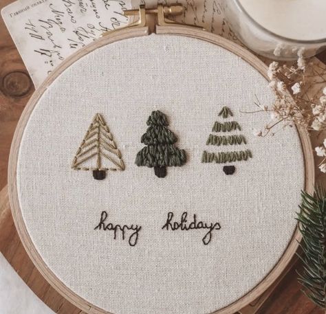 Simple Winter Embroidery, Simple Christmas Hand Embroidery, Simple Christmas Embroidery Patterns, Christmas Tree Embroidery Patterns, Blanket Stitch Embroidery Design, Simple Christmas Embroidery, Winter Embroidery Patterns, Christmas Embroidery Patterns Free, Christmas Embroidery Ideas