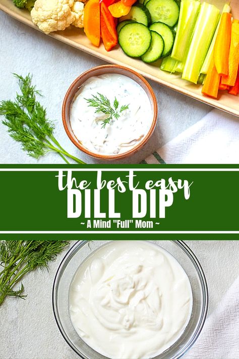 This easy dill dip comes together in less than 5 minutes and is a creamy, flavorful dip perfect for veggies, crackers, bread, chips, or as a sauce for grilled meat. This recipe for dill dip has a lightened up and decadent version perfect for anyone! Dairy Free Dill Dip, Wfpb Appetizers, Dairy Free Veggie Dip, Easy Dill Dip, Homemade Dill Dip, Dip Dairy Free, Dill Dip Recipe, Dill Dip Recipes, Bread Chips