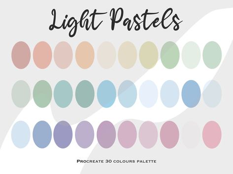 Procreate Color Palette Light Pastel Color Palette 30 - Etsy UK Pastel Rainbow Color Palette, Pallet Light, Aesthetic Paint, Rainbow Color Palette, Procreate Palette, Soft Summer Palette, Procreate Color Palette, Pastel Color Palette, Cowhide Print