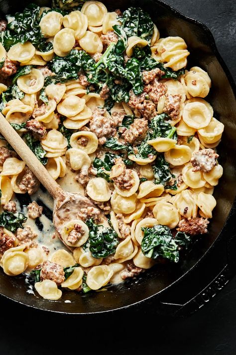 Lemon Pasta With Sausage, Creamy Chicken Sausage And Kale Cavatappi, Sausage Pea Pasta, Spicy Sausage Orecchiette, Costco Sausage Pasta Recipe, Oriecchete Recipes, Creamy Italian Sausage Pasta Recipes, Sausage Orchetta Pasta, Sausage Kale Pasta Recipes