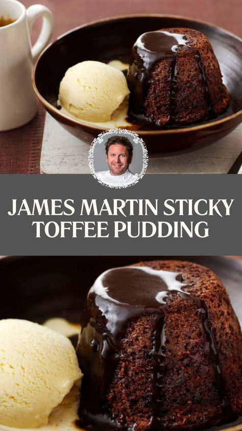 James Martin Sticky Toffee Pudding Sticky Toffee Trifle, Sticky Toffee Pudding Recipe, Toffee Pudding Recipe, Pudding Recept, Pastry Croissant, Black Treacle, Sticky Pudding, James Martin Recipes, Custard Flan