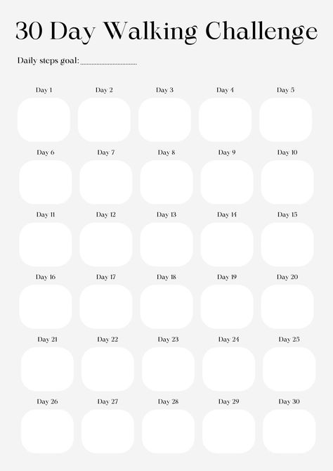 Hi! Thanks for having a look at my digital product.  What are you getting?  A4 size printable page for you to follow your 30 day walking challenge. Simple write down how many steps you achieved on each day and see how consistent you were. Continue your challenge until it becomes a habit. How you get this product? After purchase you will receive a pdf file with the product which you can print at your local print shop. Note: No refunds are accepted due to it being a digital product. This product i Monthly Walking Challenge, Walking Steps Challenge, Walking Chart Printable, 30 Day Walking Challenge Printable, 10k Steps A Day Challenge, Indoor Walking Challenge, Walking Challenge 30 Day, Walking Calendar, Fitness Challenge 30 Day