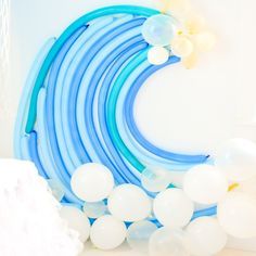 DIY Ocean Wave Balloon Backdrop | Fun365 Waves Birthday Party, Balloon Wave Arch, Wave Balloon Arch, Ocean Balloon Arch, Wave Balloons, Balloon Wave, Baby Shark Birthday Party, Surf Birthday Party, Surf Birthday