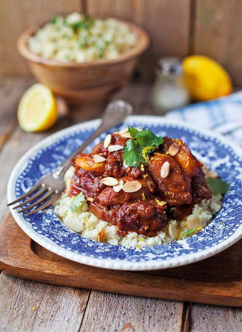 Donal Skehan's straightforward chicken tagine recipe is bursting with spices and fruity flavour – the aromas released as it cooks will have you and the people you're cooking for salivating. Tagine Cooking, Donal Skehan, Chicken Tagine, Tagine Recipes, Vegetable Puree, Moroccan Food, Chicken Thigh Recipes, Couscous, Chicken Dishes