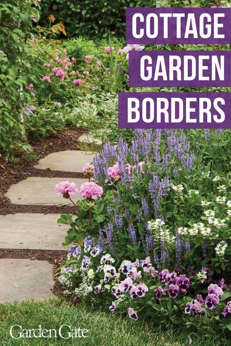 pink and purple flowers along a garden pathway Landscape Boarders, Wildlife Garden Design, Cape Cottage, Heather Gardens, Hardscape Backyard, Cottage Garden Borders, Flower Borders, Container Garden Design, Dahlias Garden