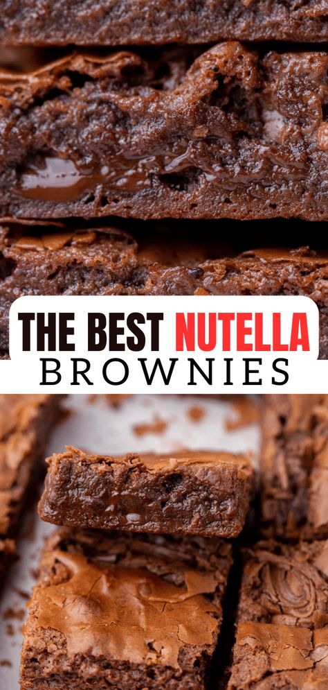 Nutella Brownies Recipe, Easy Nutella Brownies, Pops Recipes, Nutella Recipes Brownies, Live Well Bake Often, Easy Cakes, Resep Brownies, Nutella Desserts, Bakers Chocolate