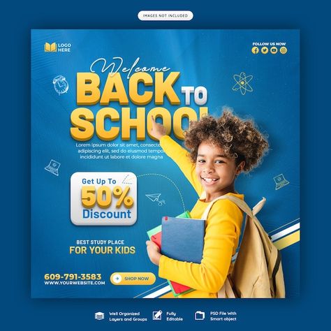 Back To School Instagram Post, Back To School Social Media Design, Back To School Banner Design, School Social Media Design, Education Social Media Post, School Social Media Post, School Social Media, Social Media Summer, School Post