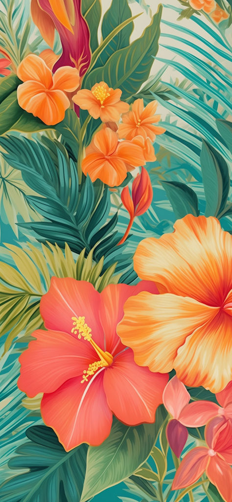 Hibiscus Colors, Hibiscus Flower Wallpaper Aesthetic, Hawaiian Wallpaper, Palm Tree Iphone Wallpaper, Tye Dye Wallpaper, Hawaiian Background, Tropical Flowers Illustration, Hibiscus Hawaii, Hawaii Hibiscus