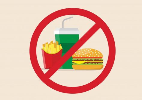 No fast food danger | Premium Vector #Freepik #vector #food #cartoon #sign #burger No Fast Food, Hot Wheels Garage, Food Signs, Beautiful Logos Design, Bedroom False Ceiling Design, Unhealthy Food, Journal Gift, Logo Maker, Create A Logo