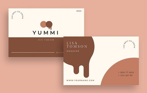 Ice Cream Business Card Design, Ice Cream Visiting Card Design, Ice Cream Business Card, Shop Business Card, Ice Cream Companies, Ice Cream Business, Cloud Kitchen, Visiting Card Design, Company Branding