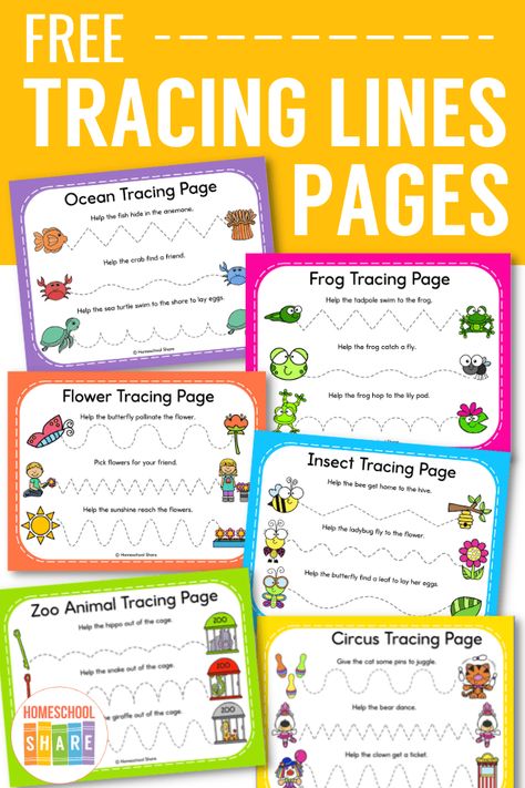 Free Tracing Lines Worksheets for Early Learners - Homeschool Share Lines For Kindergarten, Line Tracing, Preschool Tracing Worksheets Free, Line Tracing Worksheets Free Printables, Line Tracing For Preschool, Trace Lines Preschool, Trace Lines Preschool Free Printable, Tracing Lines Preschool Free Printable, Trace The Lines