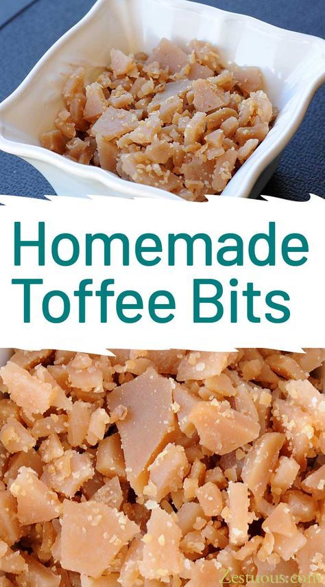 Homemade toffee bits are so easy to make, and they taste so much better than the store bought bag ‘o bits. Use them in cookies, in muffins or on ice cream. via @zestuous Toffee Bits Recipe, Candy Mints, Toffee Dessert, Simple Sweets, Easy Toffee, Homemade Toffee, Cracker Toffee, Toffee Candy, Toffee Recipe