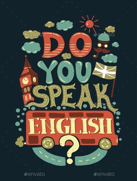 Speak In English Poster, English Logo Schools, English Wallpaper School, Speak Up Illustration, English Class Wallpaper, Speak English Poster, English Posters Design, English Logo Design, English Portada