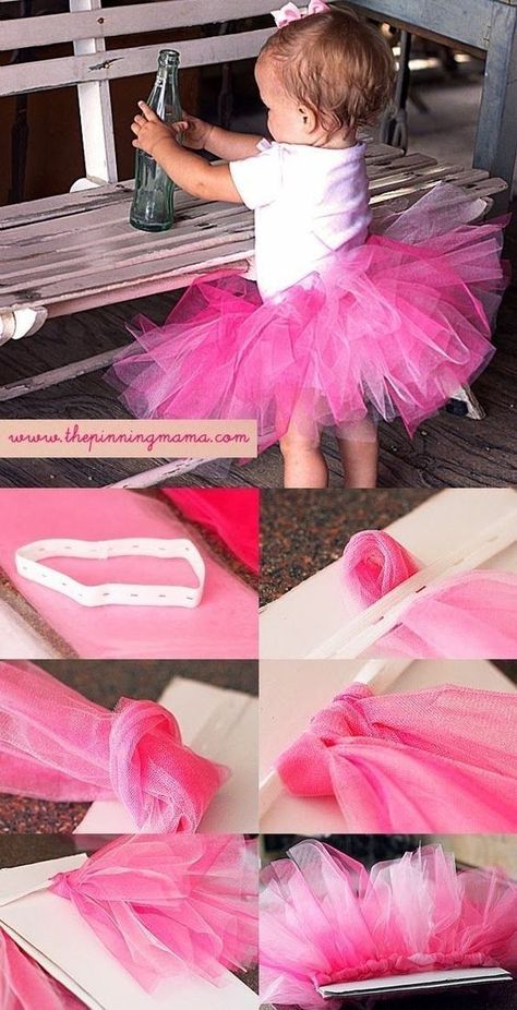 DIY a no-sew tutu for any kid-at-heart. | Here's How To Tie Anything And Everything | Kids clothes diy, Diy tutu, How to make tutu Tutu Diy, Make A Tutu, Diy Tutu Skirt, Diy Tutus, Tutu Tutorial, No Sew Tutu, Kids Clothes Diy, Tule Rok, Gonna In Tulle