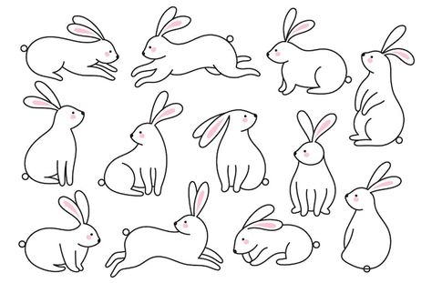 Vektor kaninchenlinie vektor-häschen-sam... | Premium Vector #Freepik #vector #einfache-illustrationen #skizze #hase #hase-zeichnung Painted Wall, Happy Easter, Buns, Premium Vector, Wall Painting, Doodles, Bullet Journal, Arts And Crafts, Drawings