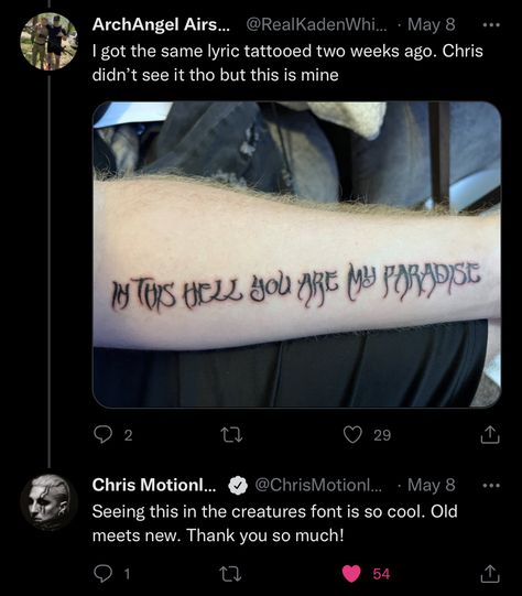 Miw Tattoos, Bmth Lyric Tattoos, Motionless In White Tattoo Ideas, Motionless In White Tattoo, Motionless In White Tattoo Lyrics, Motionless In White Lyrics, Motionless In White Quotes, Necessary Evil Motionless In White, Song Lyric Tattoos