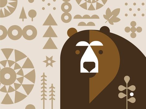 Bear Graphic Design, Seasonal Illustration, Bear Vector Illustration, Geometric Nature, Chocolate Company, Bear Illustration, Sunflower Tattoo Design, Bear Graphic, Barn Quilt