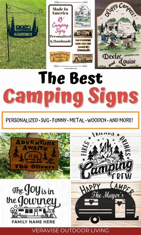 Whether you’re looking for something funny, inspiring, or just plain awesome, we've got the perfect camping sign for you. Campsite Signs Personalized, Camping Sayings Signs, Rv Signs Personalized, Signs For Campers, Funny Camper Signs, Funny Camping Signs Hilarious, Camping Sayings Funny, Camper Signs Diy Ideas, Funny Camping Pictures