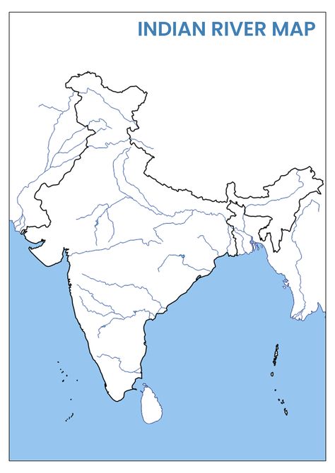 Do you want to learn more about India’s rivers? Our Indian Rivers Outline Map is a great place to start. This multipurpose printable is ideal for highlighting cities and important landmarks, the rivers pass through. Get it now from theprintables.in River Map Of India Blank, India River Map Outline, India Rivers Map Full Hd, Indian Rivers Map, Indian River Map Full Hd, Indian River Map Outline, India Outline Map A4 Size, Indian Map Outline, River Map Of India