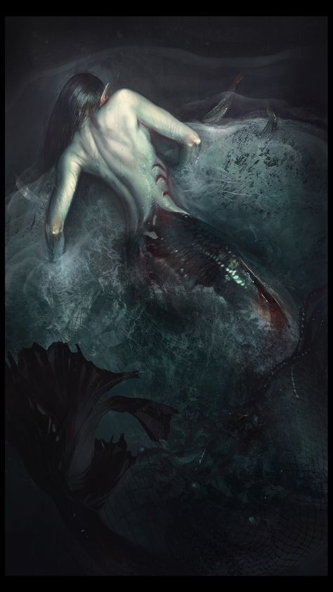 Creature Marine, Dark Mermaid, Siren Mermaid, Mermaid Aesthetic, Mermaids And Mermen, Mythological Creatures, Sea Monsters, Mystical Creatures, Mermaid Art