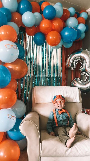 Kasey Decker on Instagram: "K O- A H, Koah! My little Blippi lover had his 3rd Birthday party on his bday Sunday. He had a really great day! Can’t believe how fast time has gone since haveing him. He brings our family so much joy an laughter. Such a special little heart and mind, our Koah Bear. HAPPY BIRTHDAY, BABY BOY! 🧡" Blippi Balloon Arch, Blippi Birthday Theme, Meeka Birthday Party, Blippi 3rd Birthday Party For Boy, Blippi Dinosaur Birthday Party, Blippi 3rd Birthday Party, Blipping Birthday Party, Blippi And Meekah Party, Blippi 2nd Birthday Party