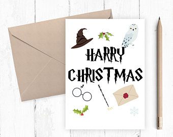 Lovely digital art ready for instant download. by LovelyPrinting Harry Potter Christmas Card, Christmas Harry Potter, Pretty Christmas Cards, Simple Holiday Cards, Cute Christmas Cards, Christmas Card Ideas, Simple Christmas Cards, Harry Potter Christmas, Christmas Card Art