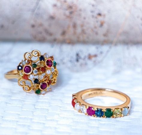 Navaratna Rings For Ladies, Navaratna Ring For Women, Navratna Jewellery, Photoshoot Boy, Kids Jewellery, Small Umbrella, Gold Earrings Models, Earrings Dangle Simple, 22k Gold Jewelry