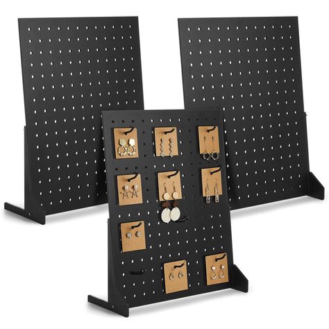 PRICES MAY VARY. Natural Organizer: mainly crafted from beech wood, this peg board stand matches its color; The size is approximately 17 x 13 x 5.51 inches/ 43 x 33 x 14 cm, offering ample room for organizing your accessories; The package includes 3 pieces of racks which can be setup with ease as they come with base brackets and tools; Hooks are not included No Fuss Assembly: the pegboard display stand is simple to install, comes equipped with base brackets and tools, what you need is to attach Craft Fair Jewelry Display, Jewelry Display Ideas Craft Show, Earring Displays For Craft Shows, Jewelry Pop Up Shop Display Ideas, Pegboard Display Stand, Wooden Earring Display, Wooden Peg Board, Display Pegboard, Jewelry Vendor Display