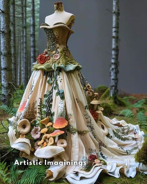 Enchanted Forest Theme Costume, Goblin Princess, Fairytale Outfits, Faerie Aesthetic, Fairy Gown, Moss Dress, Garden Fashion, Ball Ideas, Organic Dress