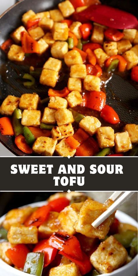 My homemade Sweet and Sour Tofu will blow your hair back. It’s the crispiest tofu cubes and tender bell peppers, tossed in a thick American-Chinese sweet and sour sauce. All the flavors of my favorite childhood Chinese takeout meal – and ready in just 20 minutes! Sweet And Sour Tofu, Tofu Cubes, Sweet And Sour Recipes, Homemade Tofu, Gluten Free Sandwiches, Tofu Recipes Vegan, Vegetarian Gluten Free, Chinese Takeout, Recipes Healthy Dinner